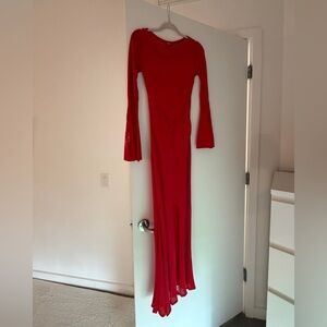 Cult Gaia Knit Red Long Sleeve Dress